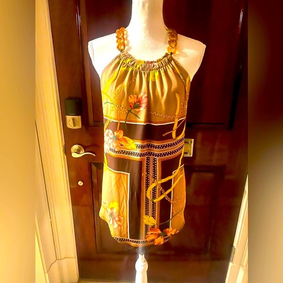 7th Avenue New York and Co. ladies top chain link around collar. Medium. - Picture 2 of 10